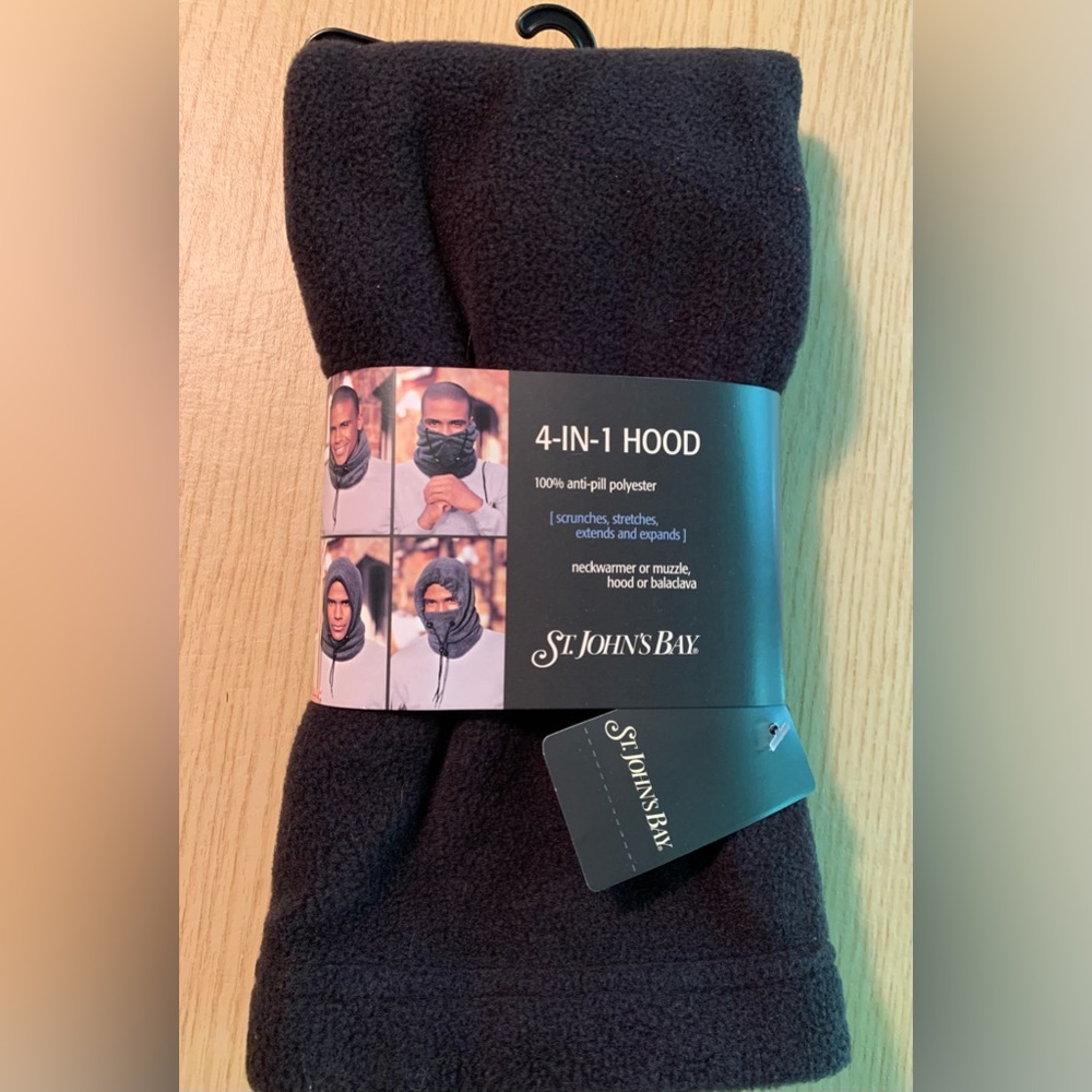 St. John’s Bay NEW 4-in-1 Hood; Black; Soft fleece material